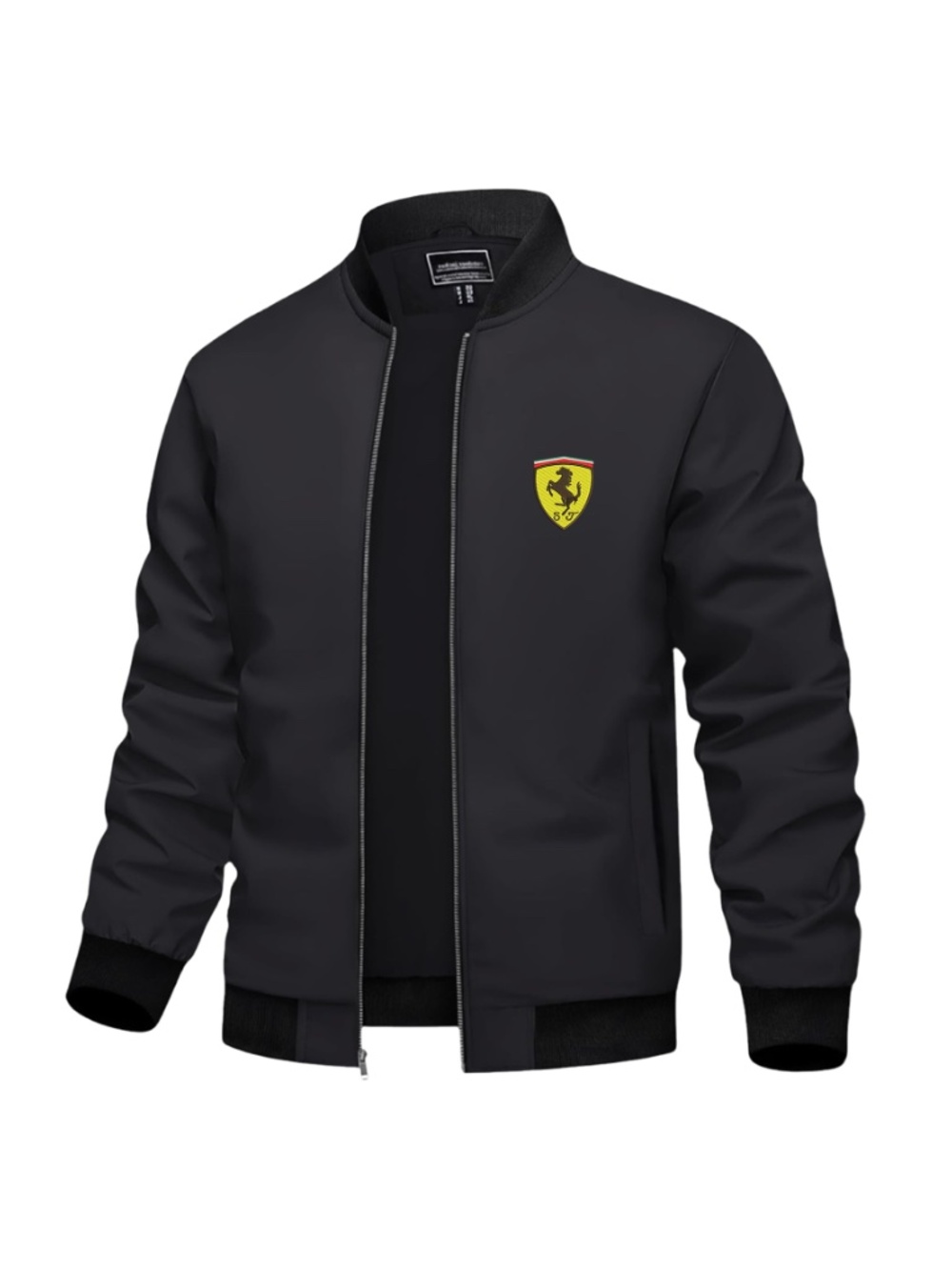 Men’s Ferrari Embroidered Lightweight Bomber Jacket Black